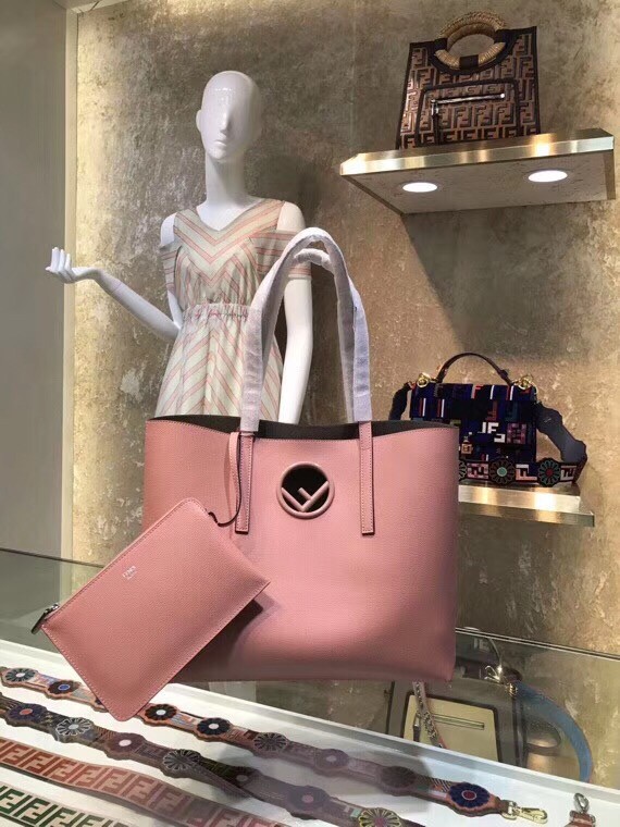 F**di pink kan i f logo shopper bag