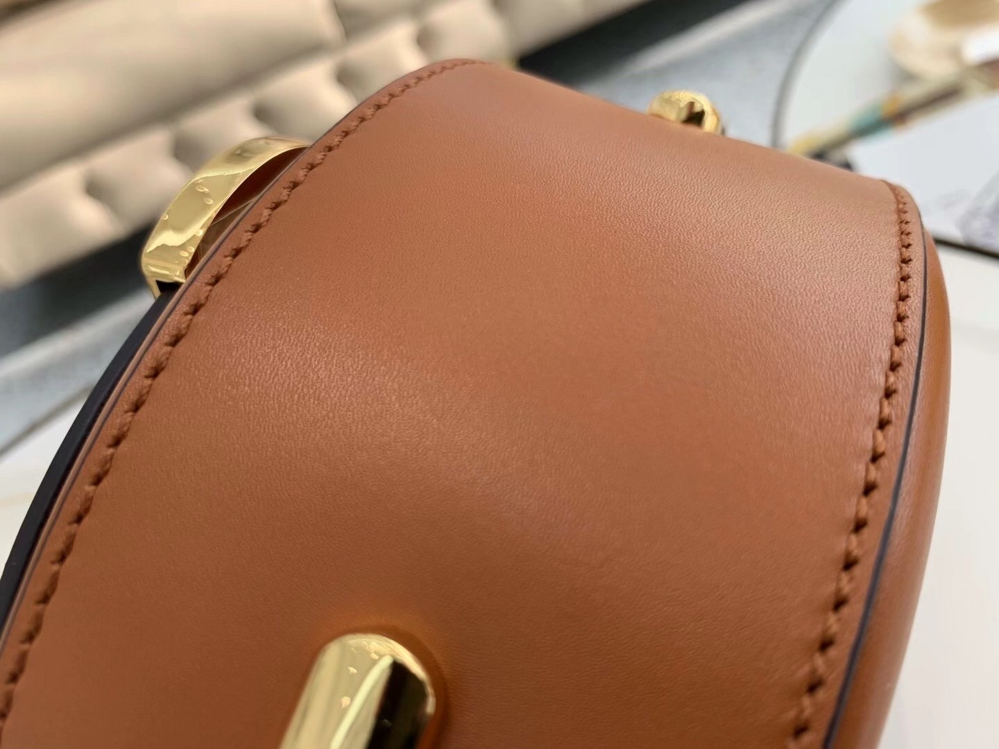 F**di moonlight saddle bag in brown calfskin