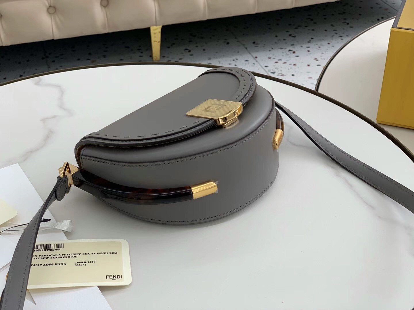 F**di moonlight saddle bag in grey calfskin