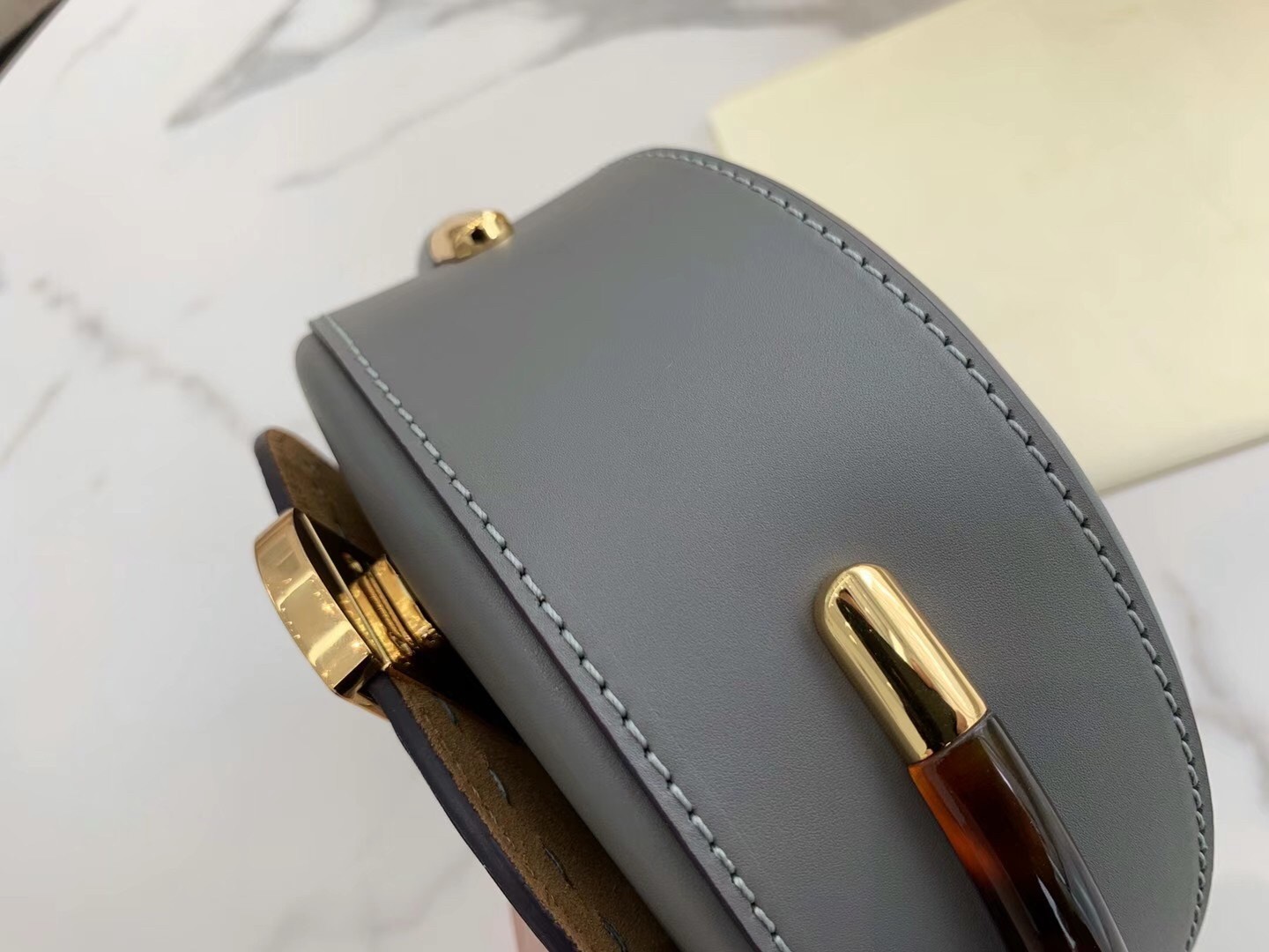 F**di moonlight saddle bag in grey calfskin