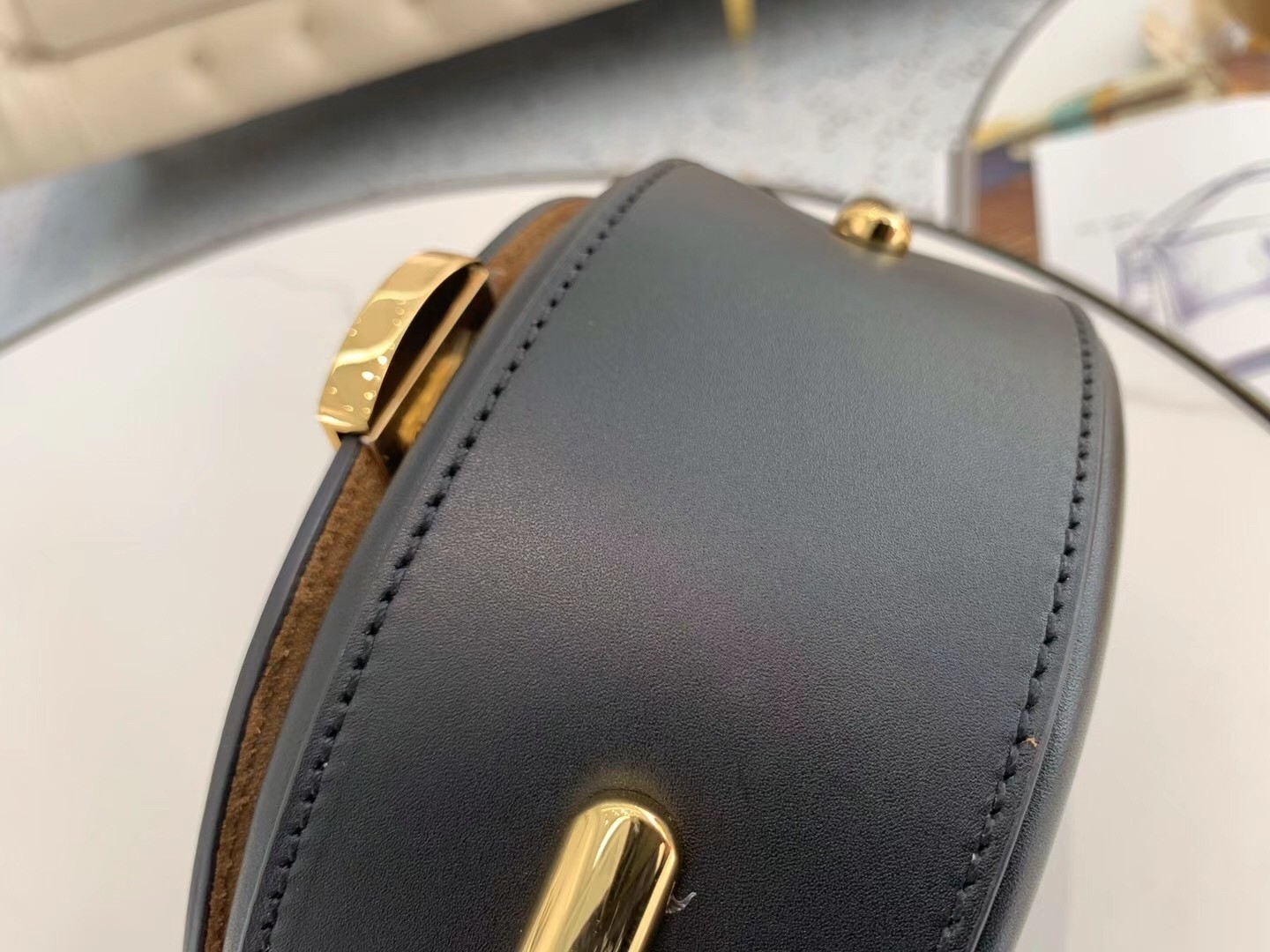 F**di moonlight saddle bag in black calfskin