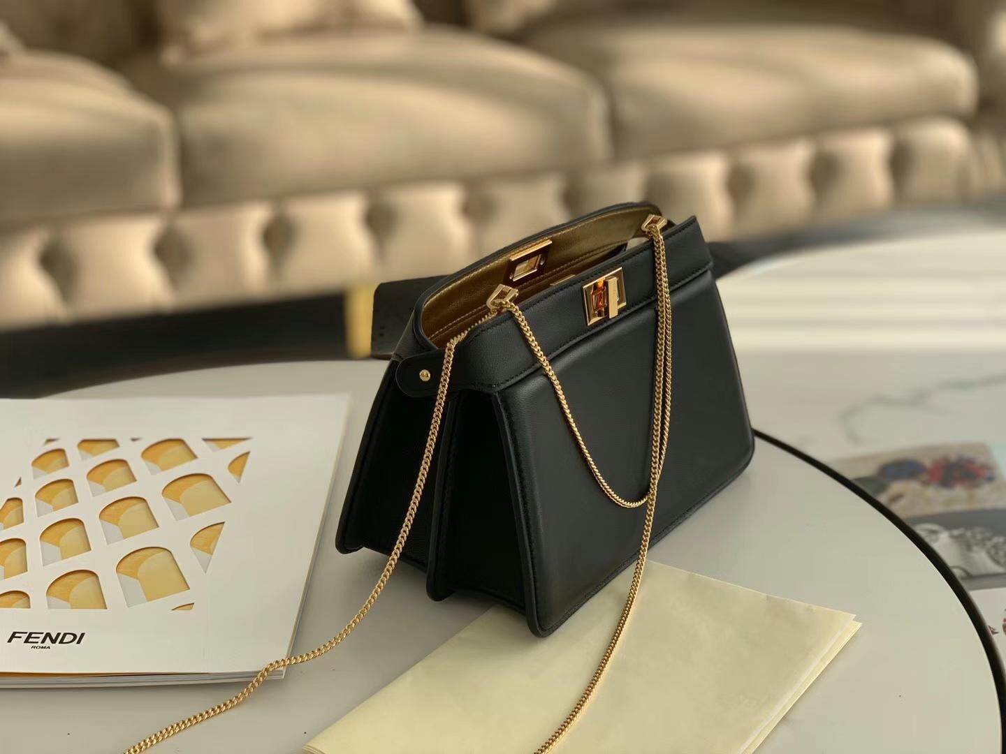 F**di black peekaboo iseeu pochette bag