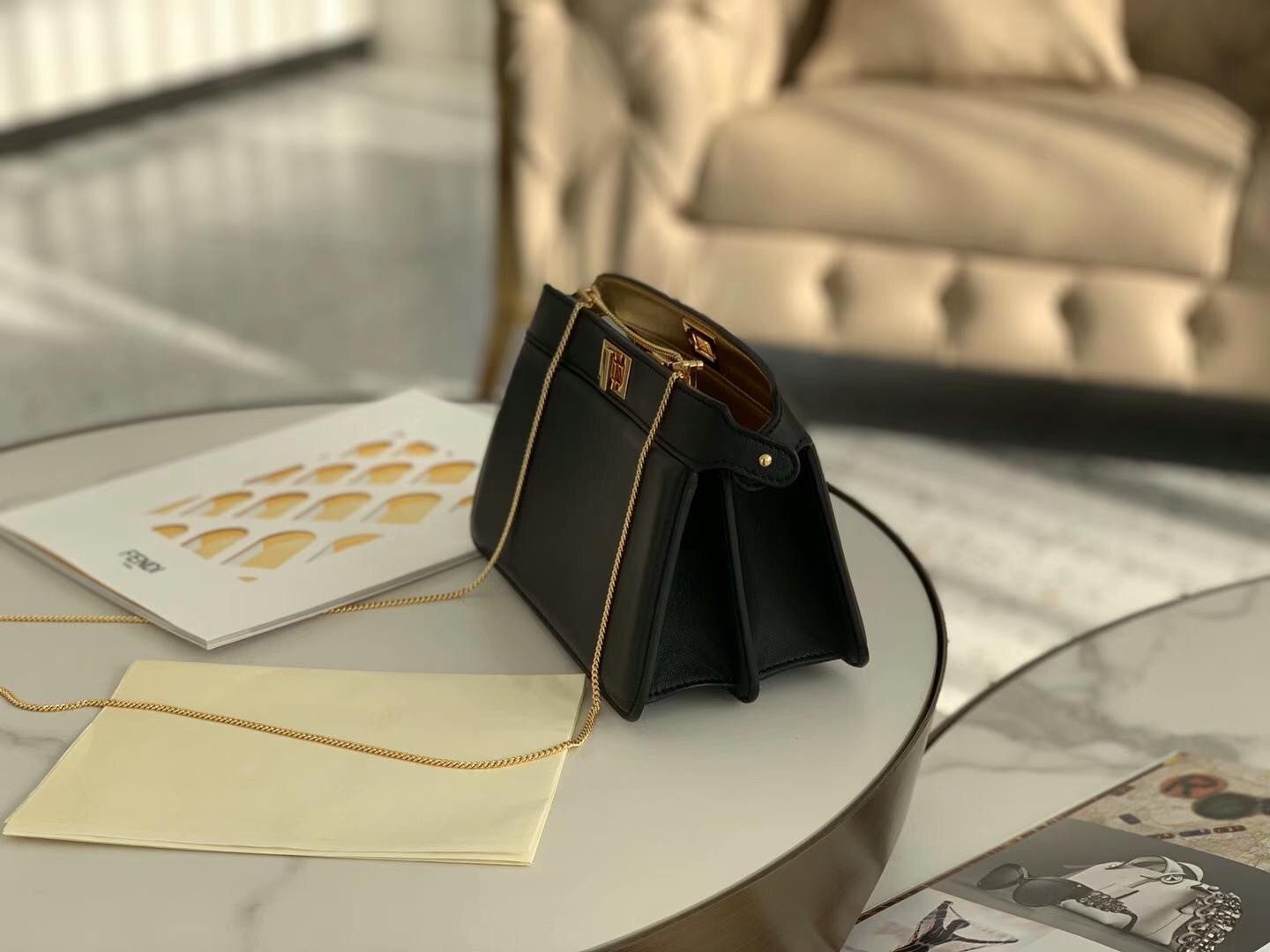 F**di black peekaboo iseeu pochette bag