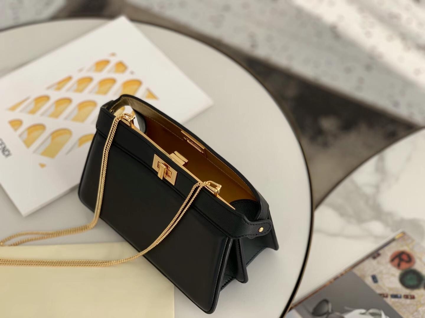 F**di black peekaboo iseeu pochette bag