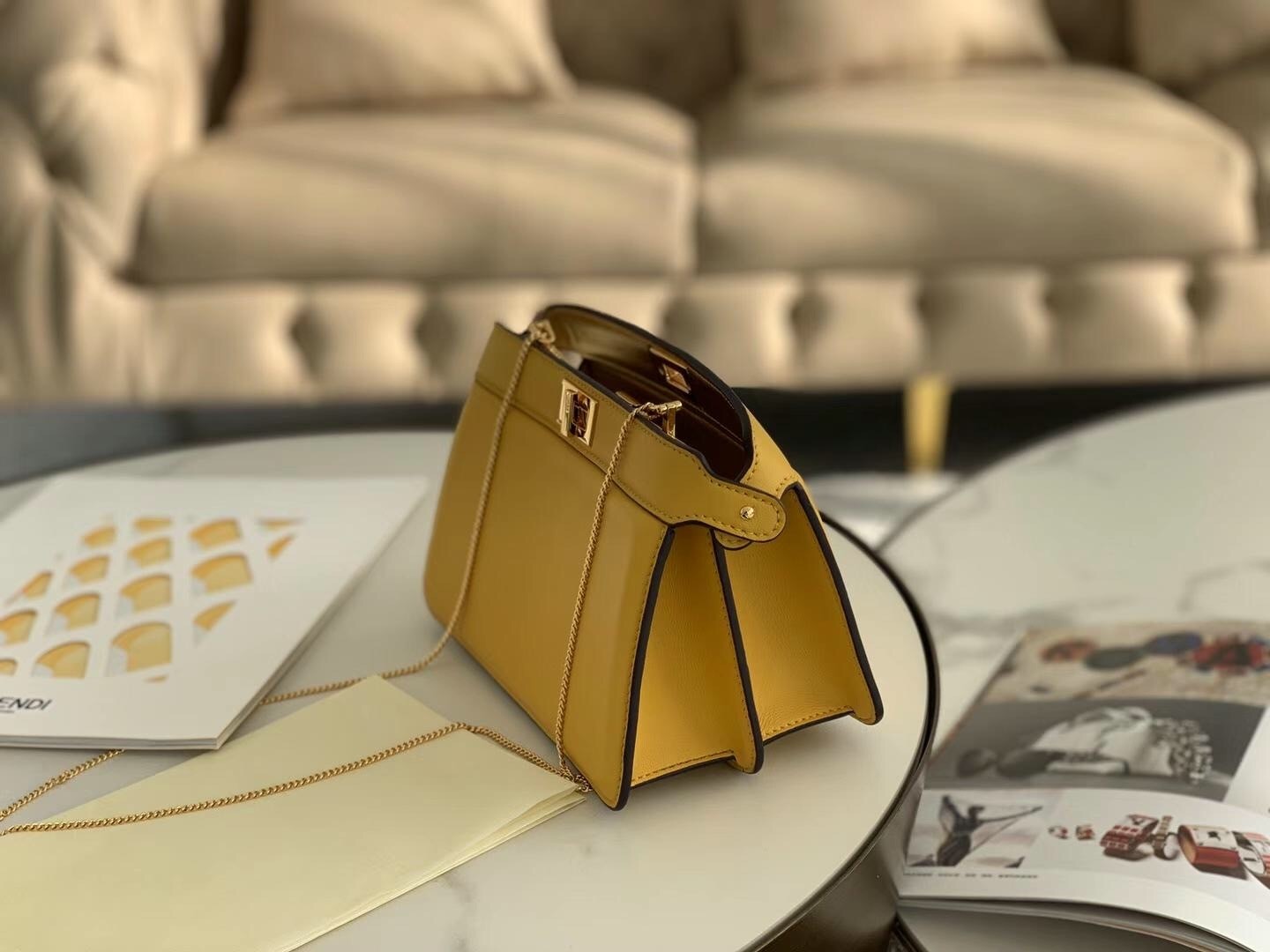 F**di yellow peekaboo iseeu pochette bag