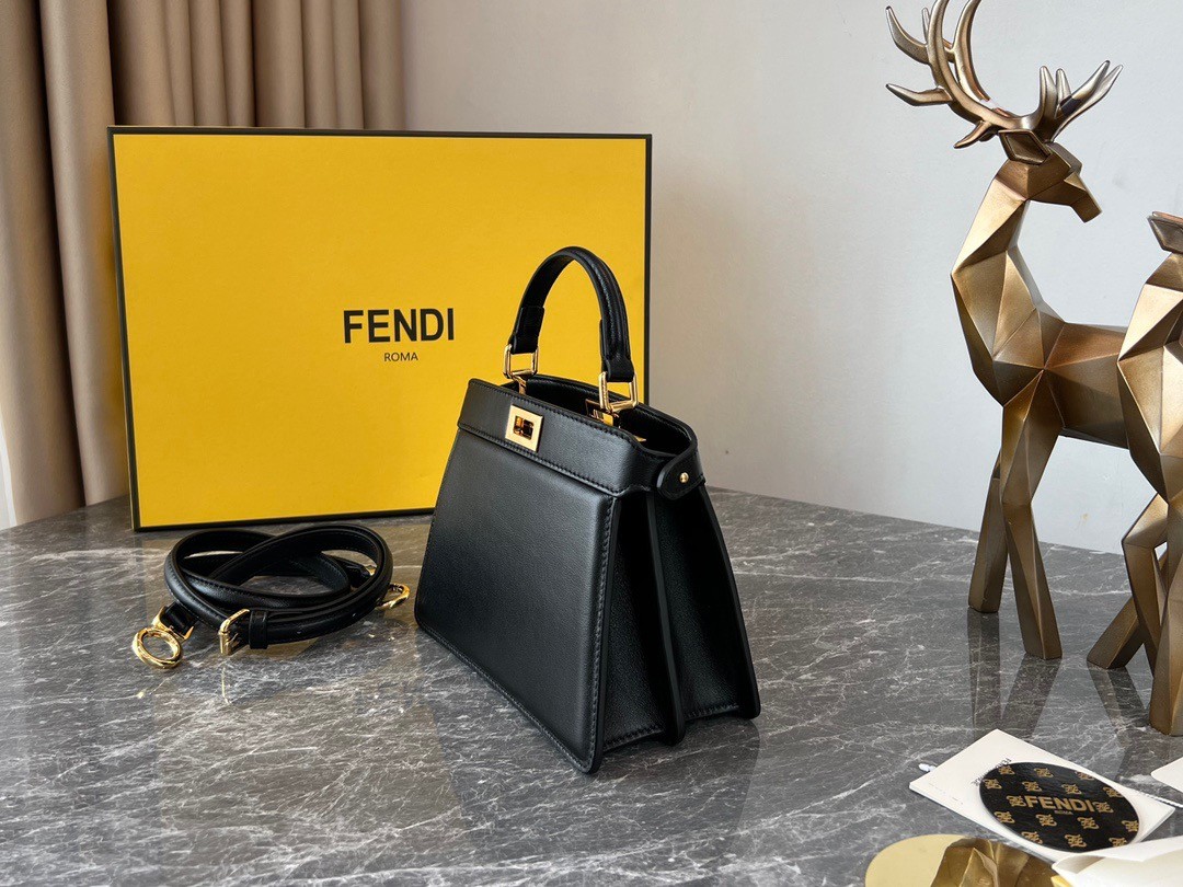 F**di peekaboo iseeu petite bag in black nappa leather
