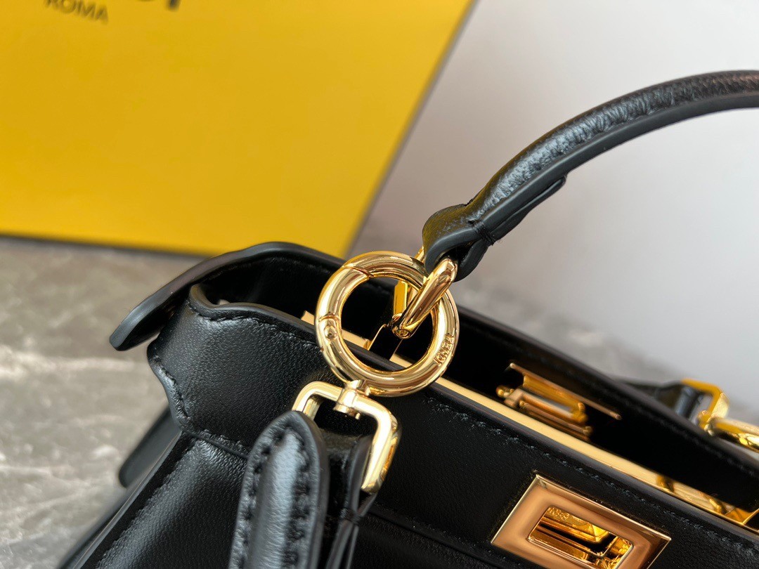 F**di peekaboo iseeu petite bag in black nappa leather