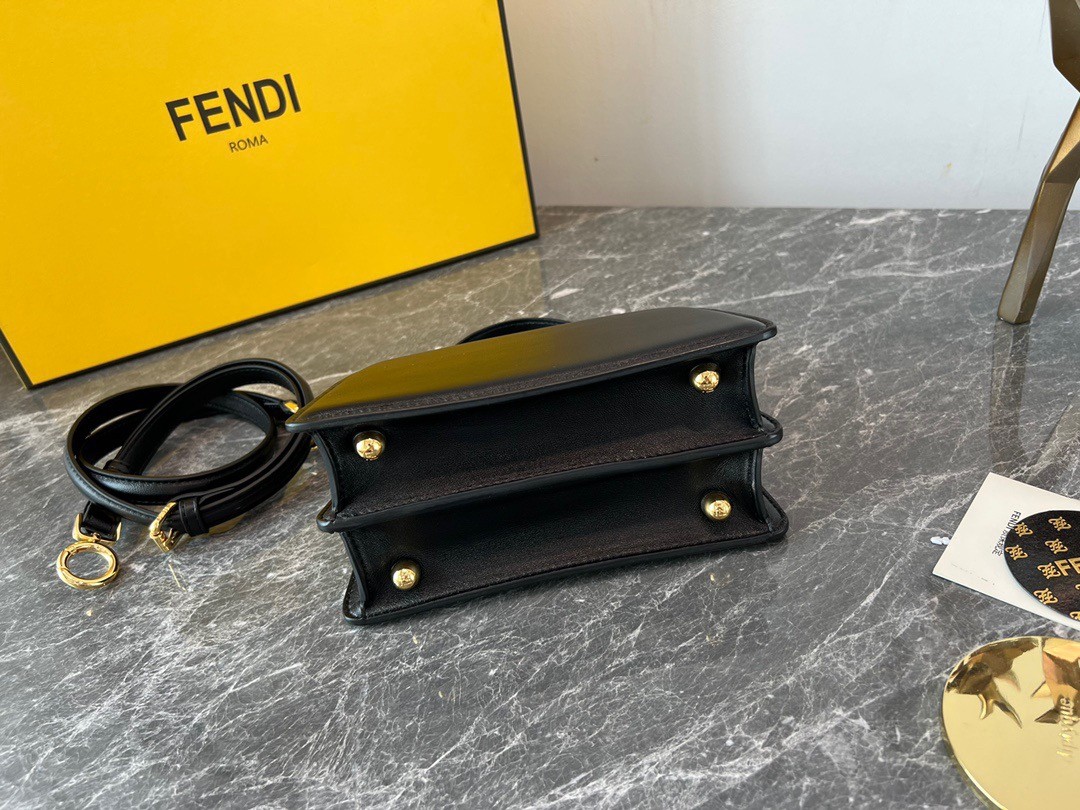 F**di peekaboo iseeu petite bag in black nappa leather