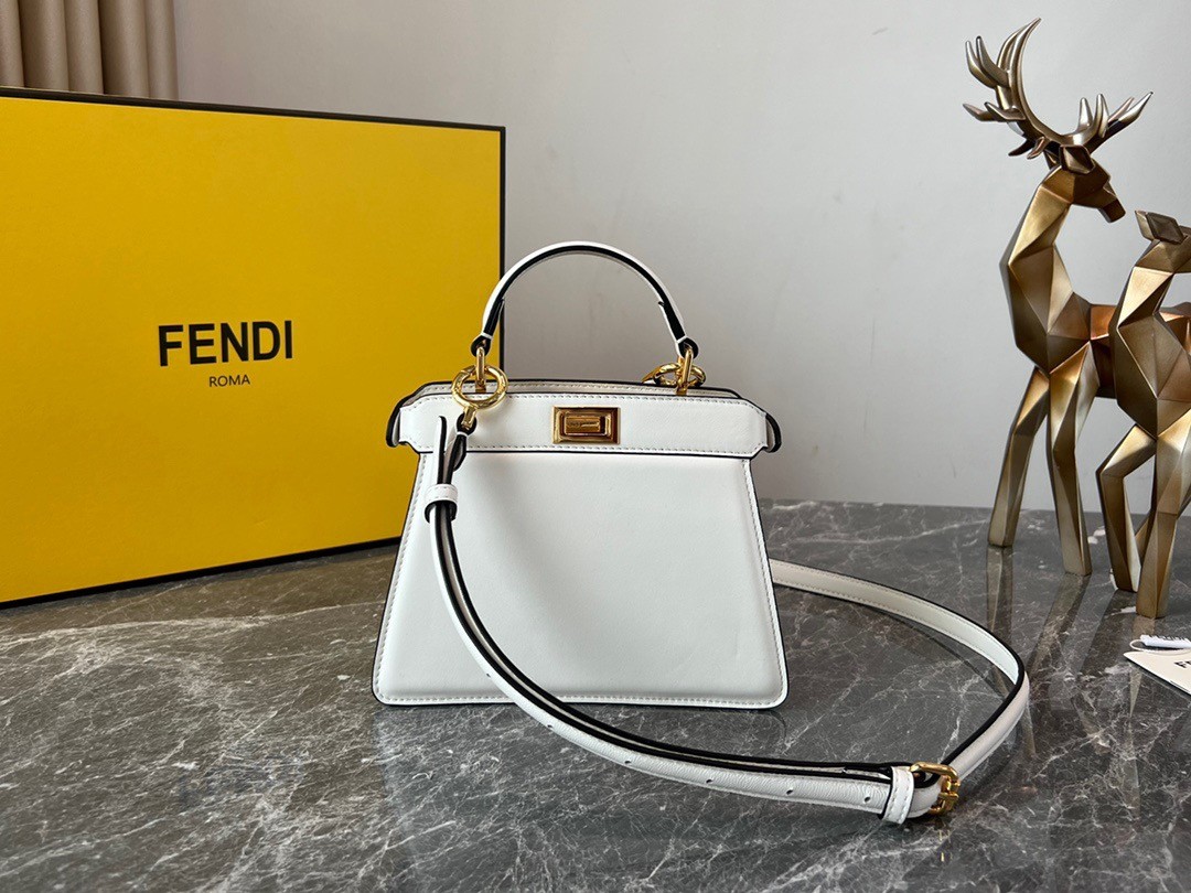 F**di peekaboo iseeu petite bag in white nappa leather