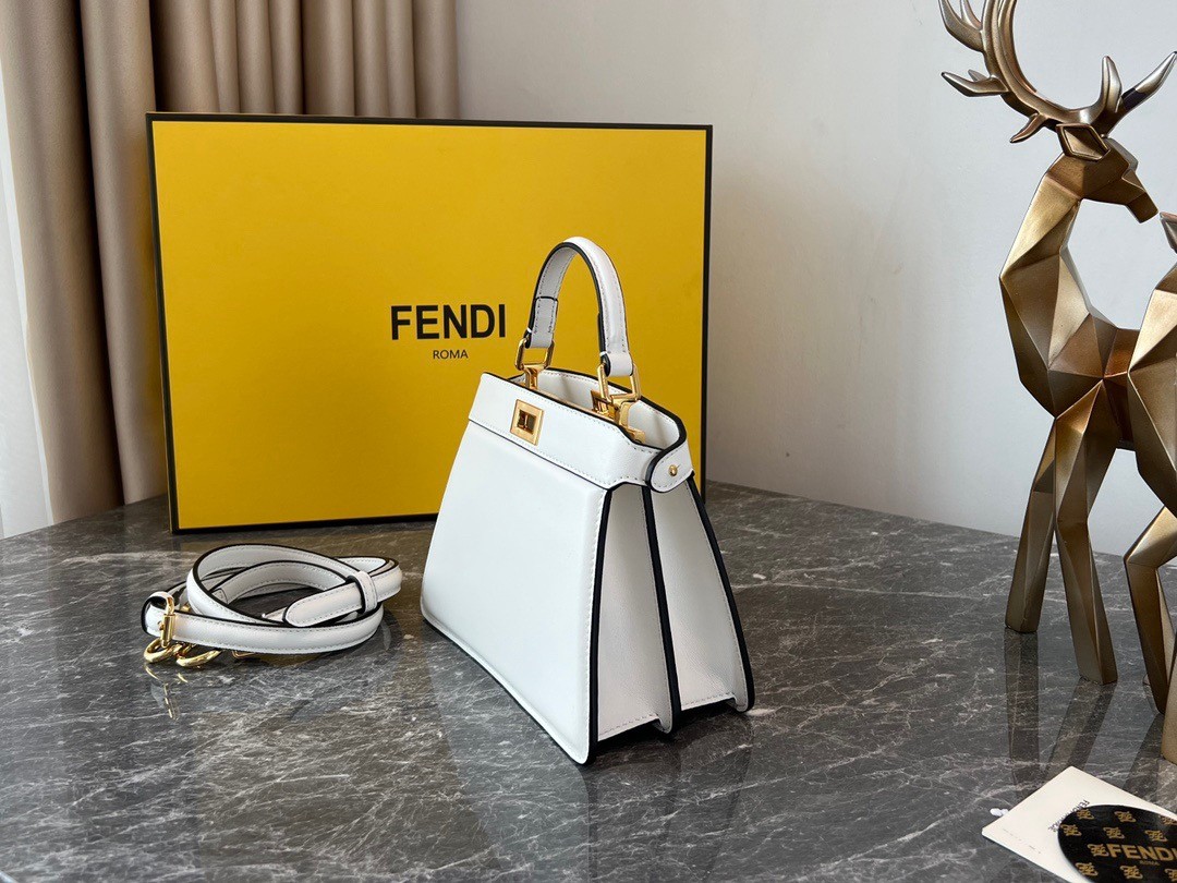 F**di peekaboo iseeu petite bag in white nappa leather