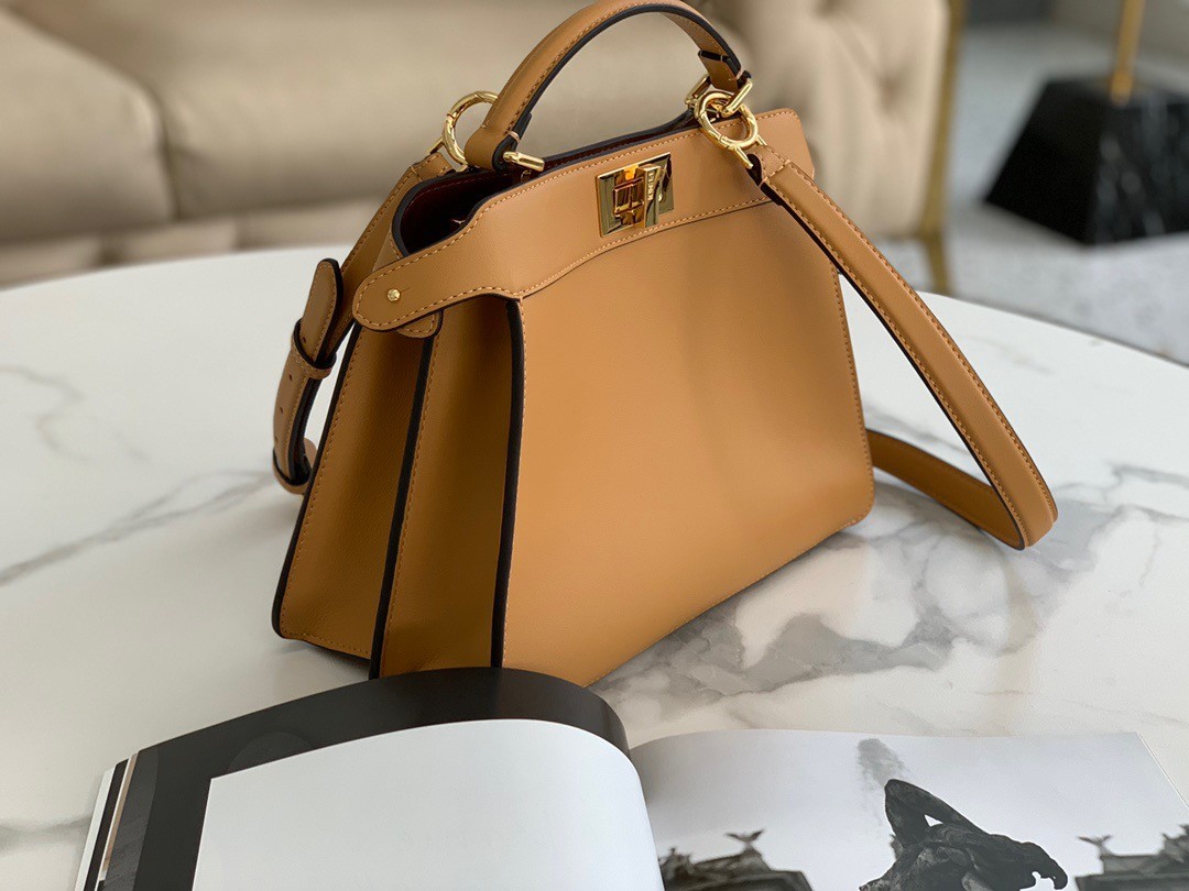 F**di peekaboo iseeu small bag in beige calfskin
