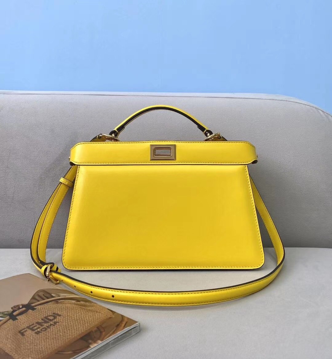 F**di peekaboo iseeu east-west bag in yellow nappa