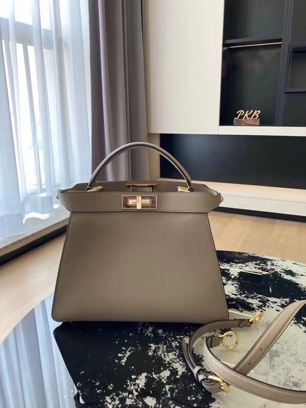 F**di grey peekaboo iseeu medium bag with tortoiseshell