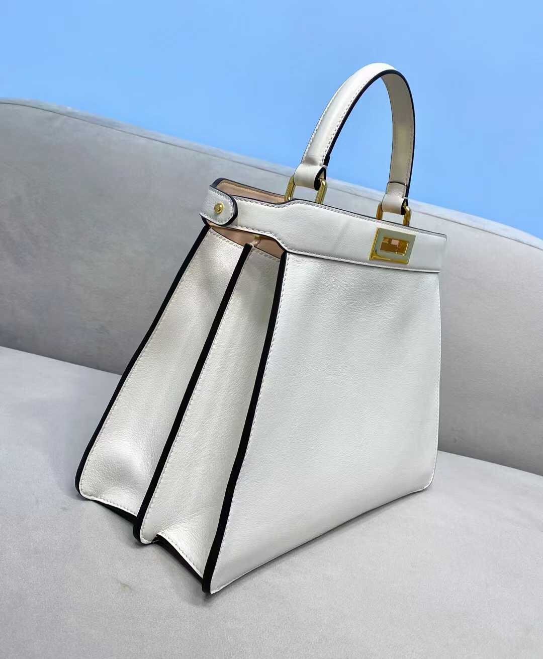 F**di peekaboo iseeu medium bag in white leather