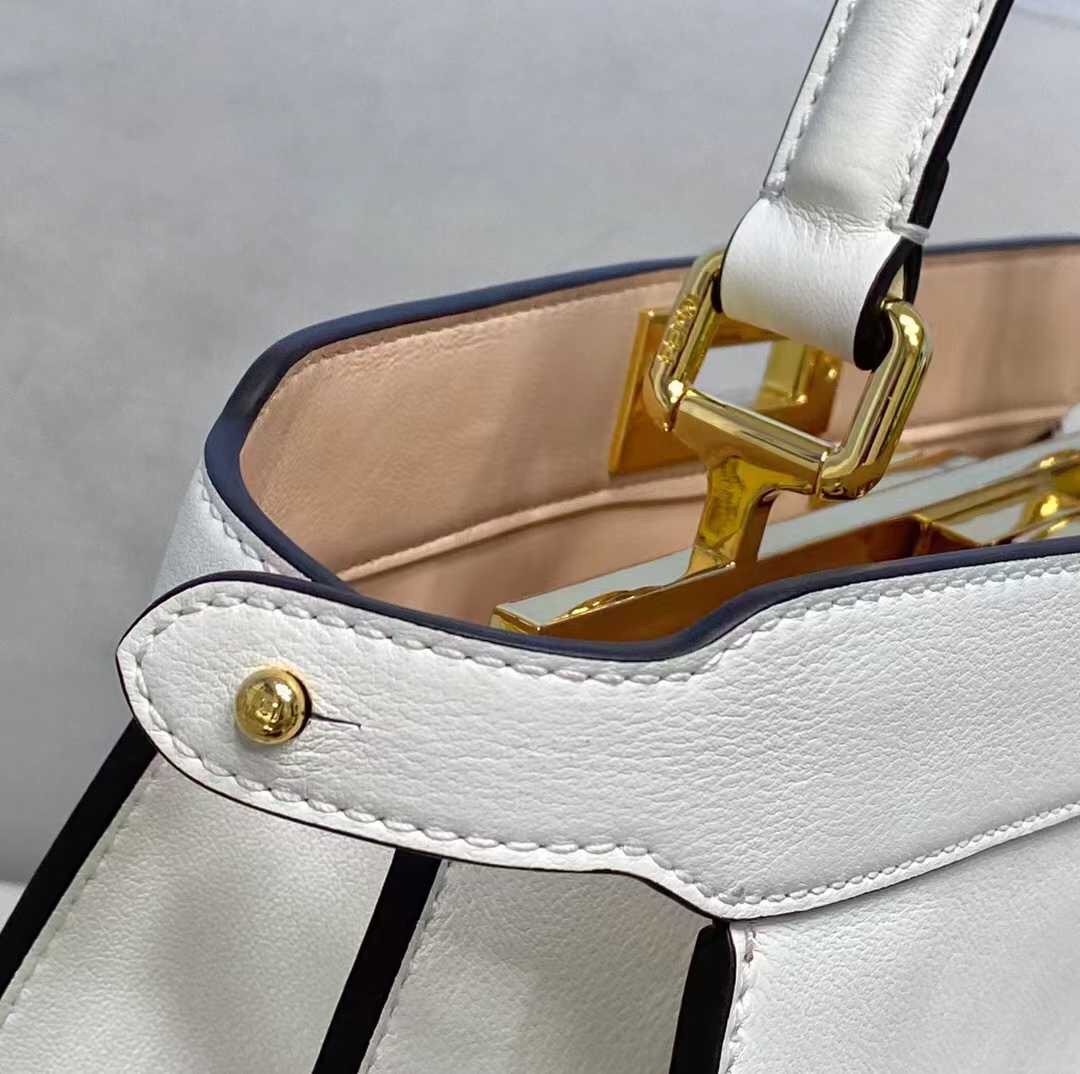 F**di peekaboo iseeu medium bag in white leather
