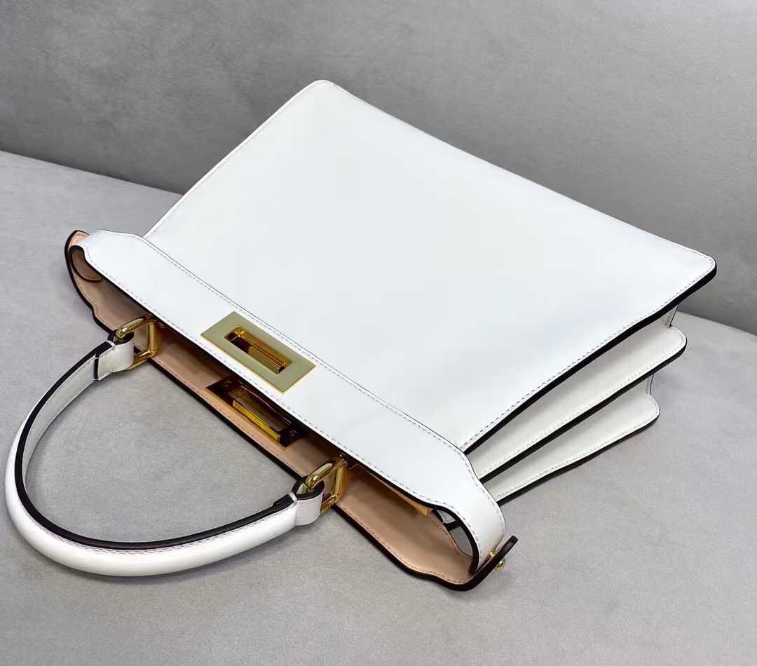 F**di peekaboo iseeu medium bag in white leather