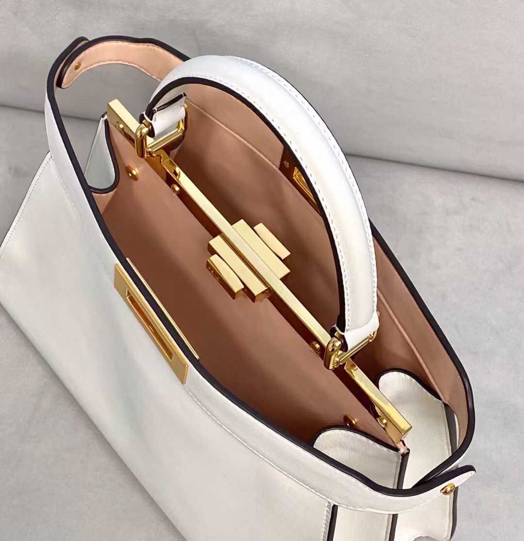 F**di peekaboo iseeu medium bag in white leather