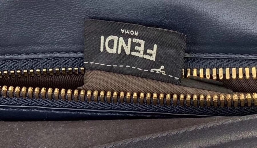 F**di peekaboo medium bag in black calfskin