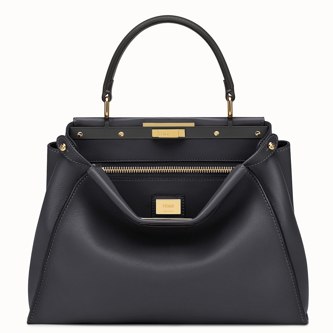 F**di peekaboo medium bag in black calfskin
