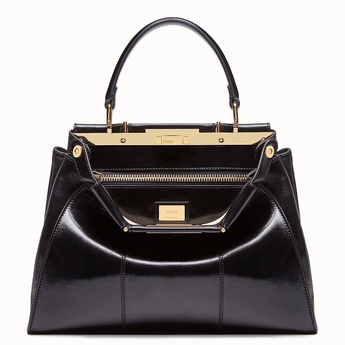 F**di peekaboo medium bag in black lambskin