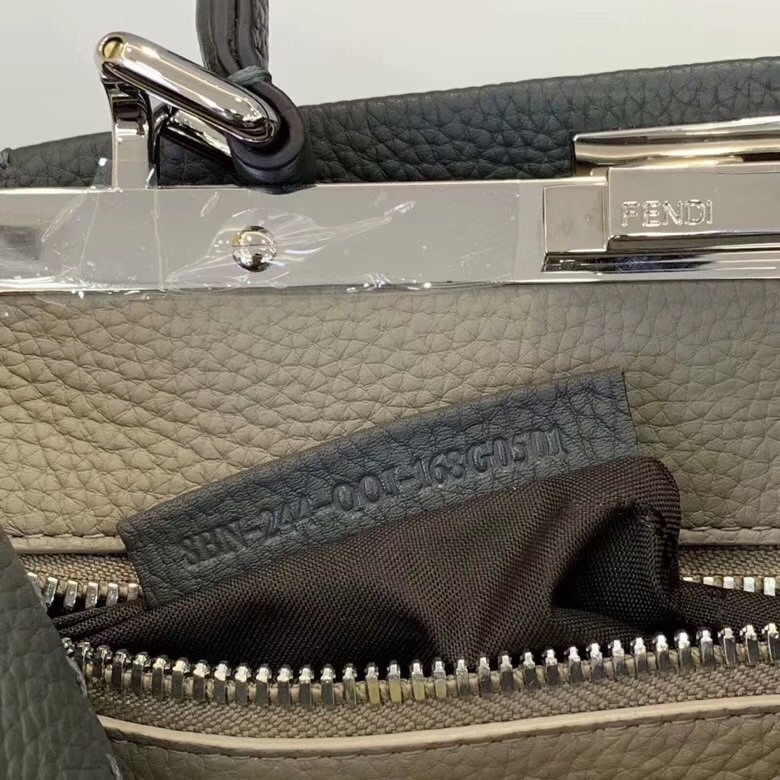 F**di selleria peekaboo medium bag in grey roman leather
