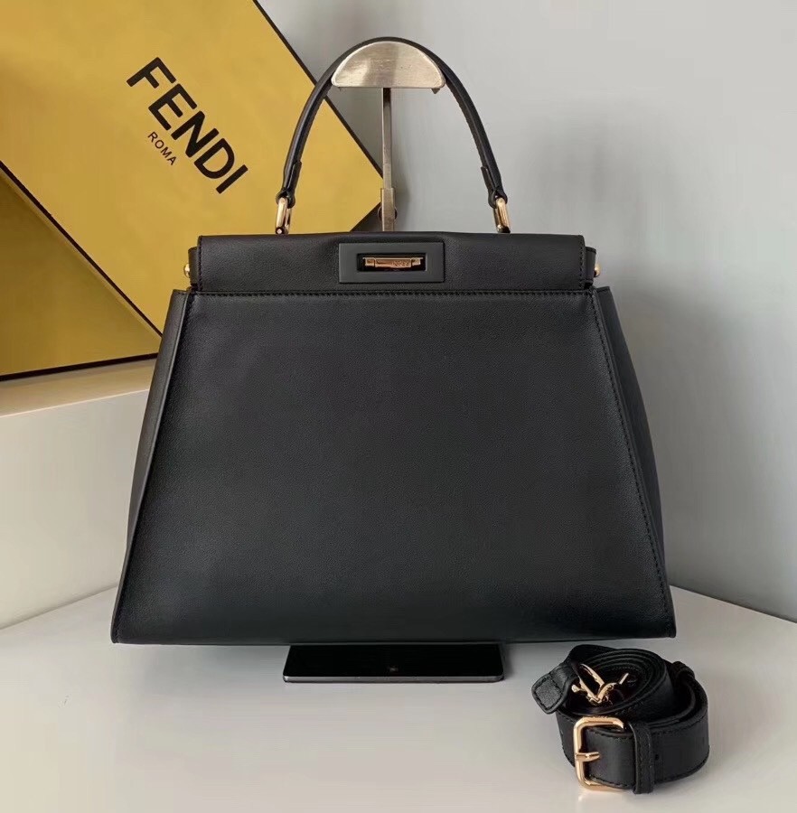 F**di black peekaboo medium bag with bag bugs eyes