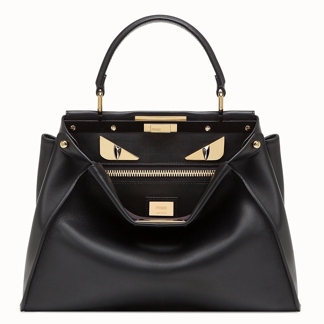 F**di black peekaboo medium bag with bag bugs eyes