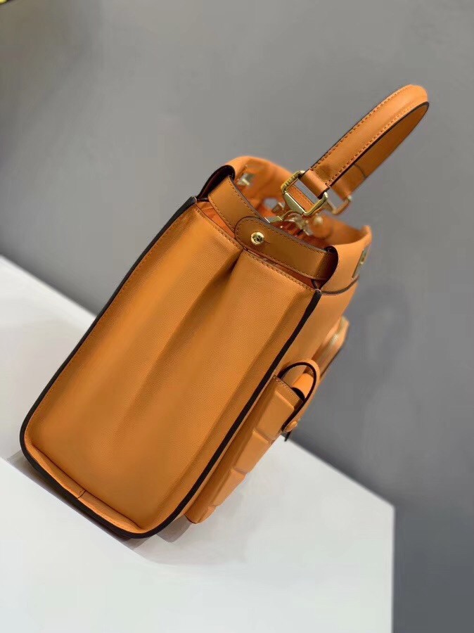F**di peekaboo pocket medium bag in orange calfskin
