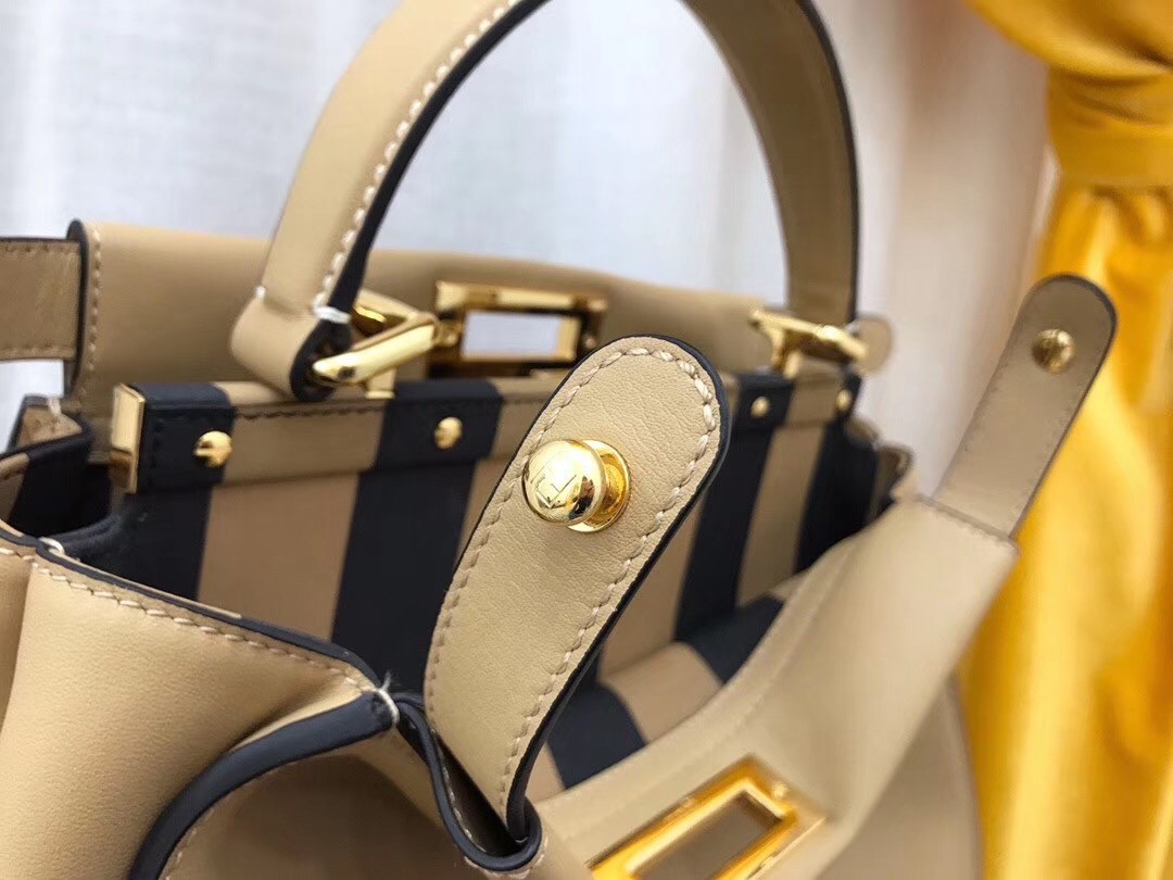 F**di beige peekaboo medium bag with pequin motif