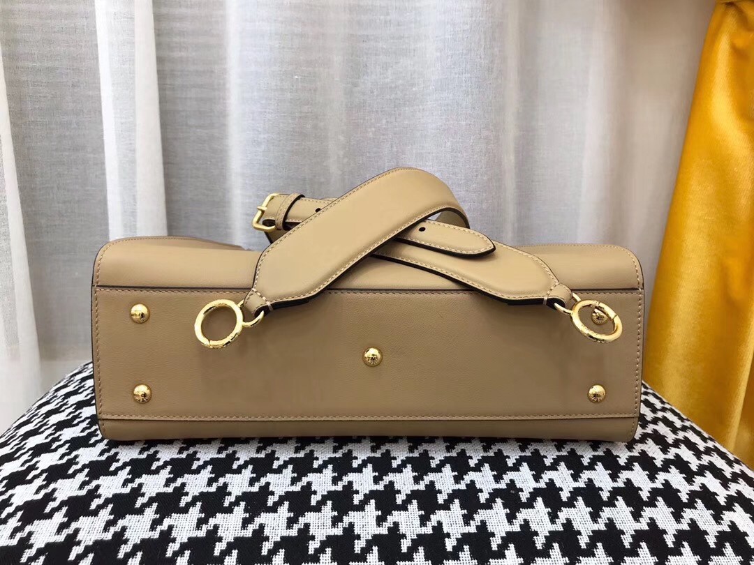 F**di beige peekaboo medium bag with pequin motif