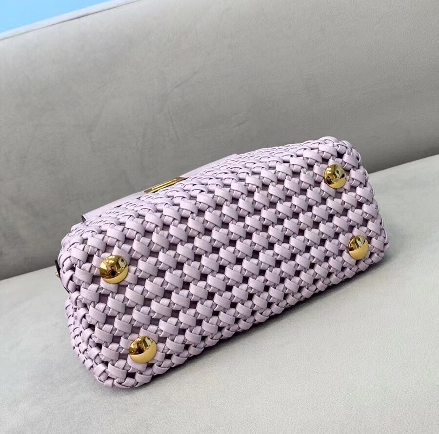F**di peekaboo mini bag in lilac interlace leather