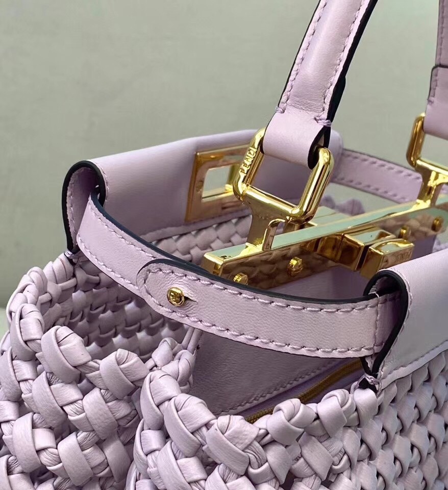 F**di peekaboo mini bag in lilac interlace leather