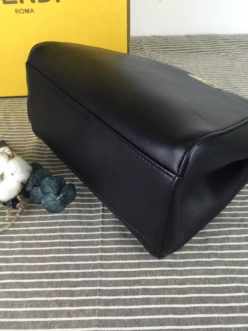 F**di peekaboo mini bag in black nappa leather
