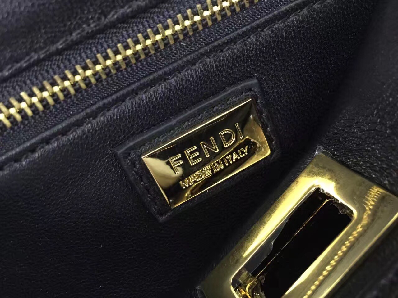 F**di peekaboo mini bag in black nappa leather