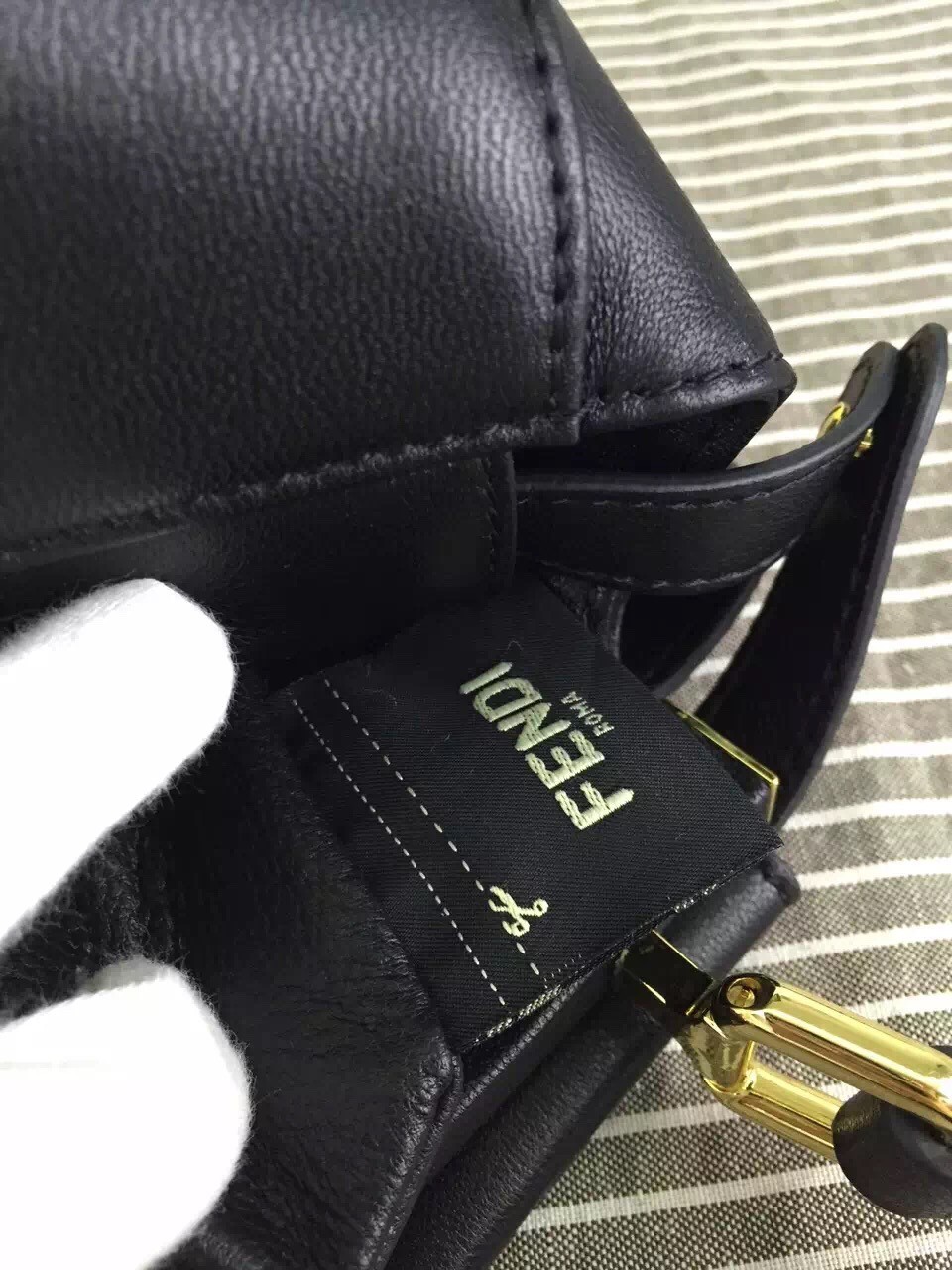 F**di peekaboo mini bag in black nappa leather
