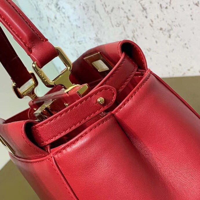 F**di peekaboo mini bag in red nappa leather