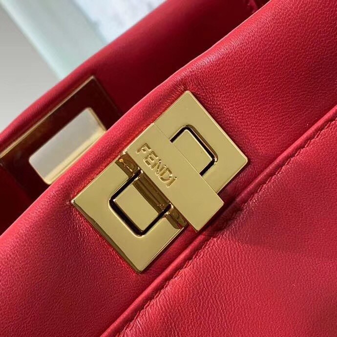 F**di peekaboo mini bag in red nappa leather