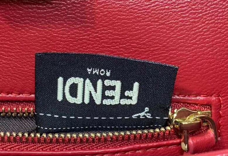 F**di peekaboo mini bag in red nappa leather