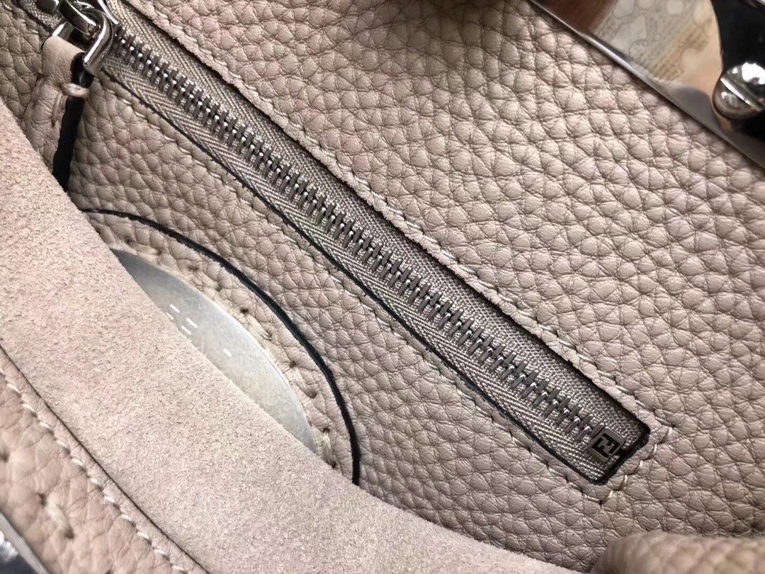 F**di peekaboo mini selleria grey bag with python leather handle