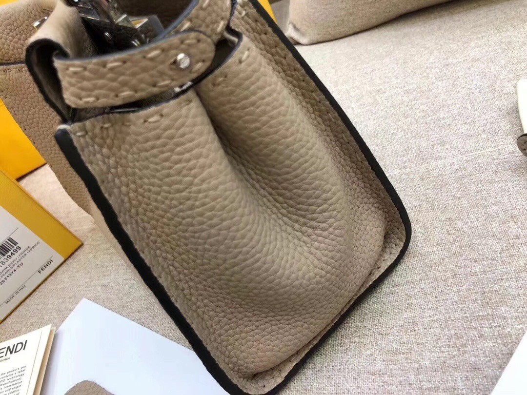 F**di peekaboo mini selleria grey bag with python leather handle