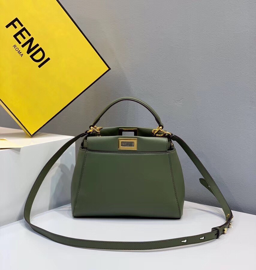 F**di peekaboo mini pocket bag in green calfskin