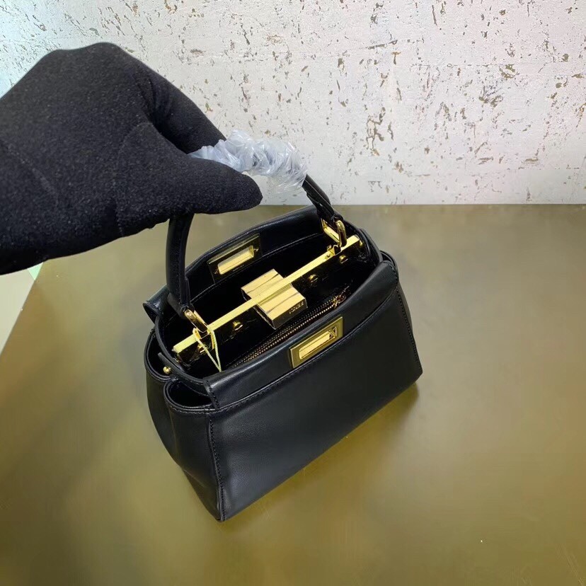F**di peekaboo xs bag in black nappa leather