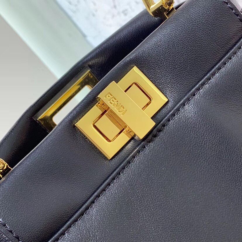 F**di peekaboo xs bag in black nappa leather