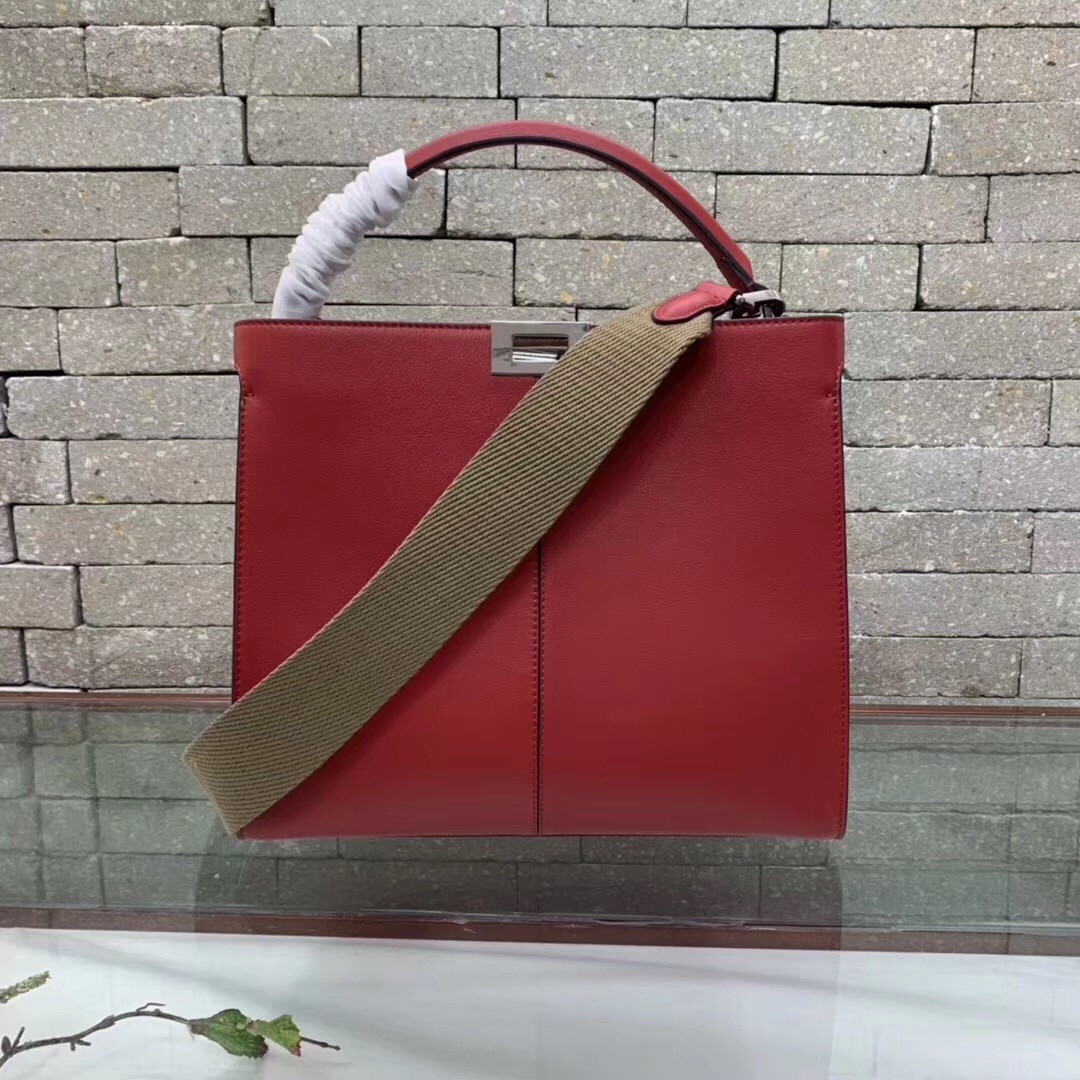F**di red peekaboo x lite regular bag