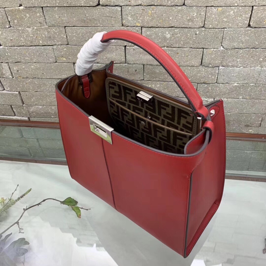 F**di red peekaboo x lite regular bag