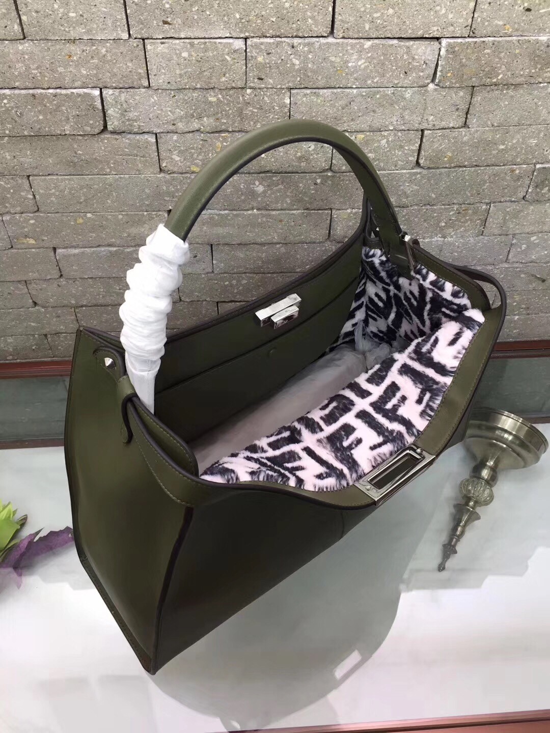 F**di green peekaboo x lite large bag