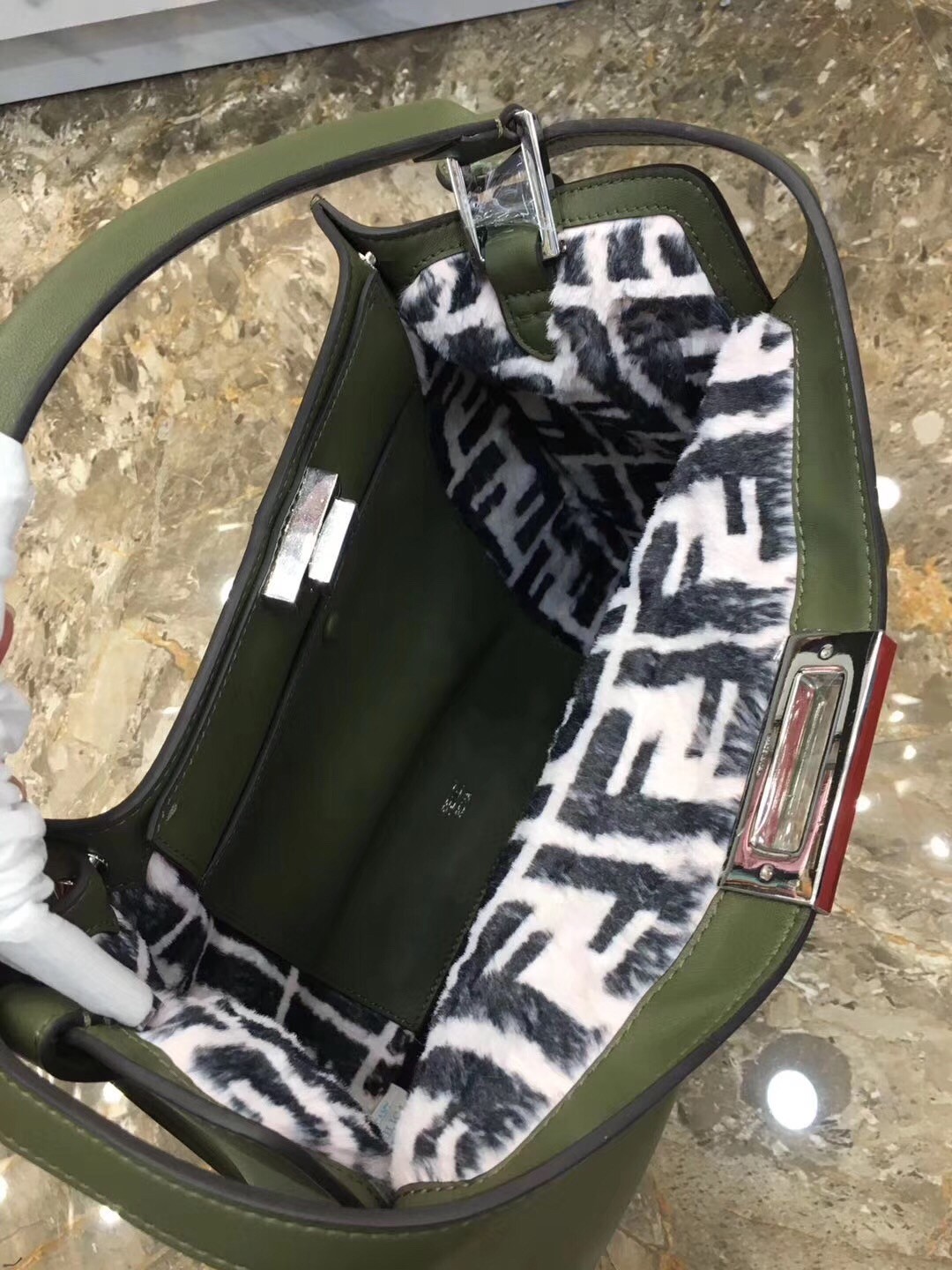 F**di green peekaboo x lite large bag