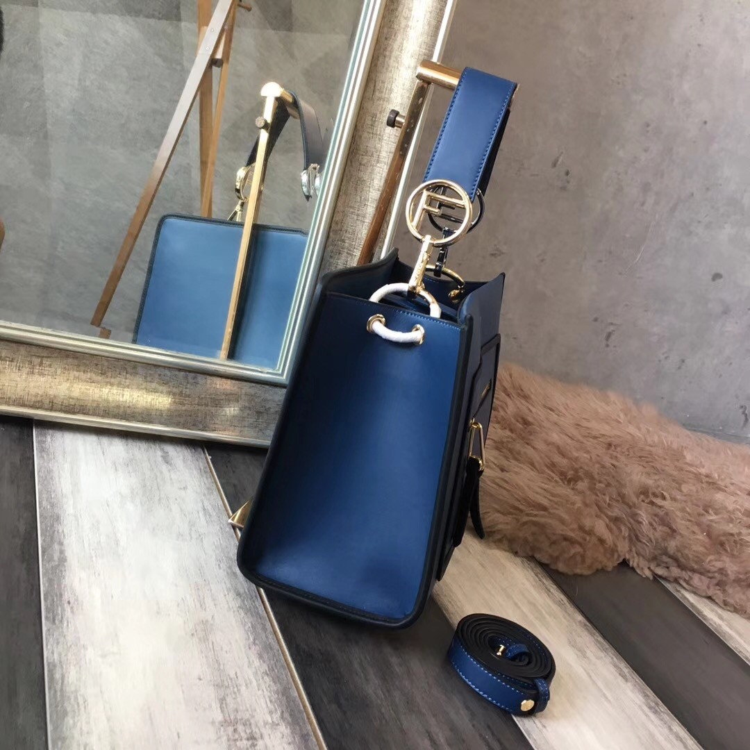 F**di small runaway bag in black calfskin leather