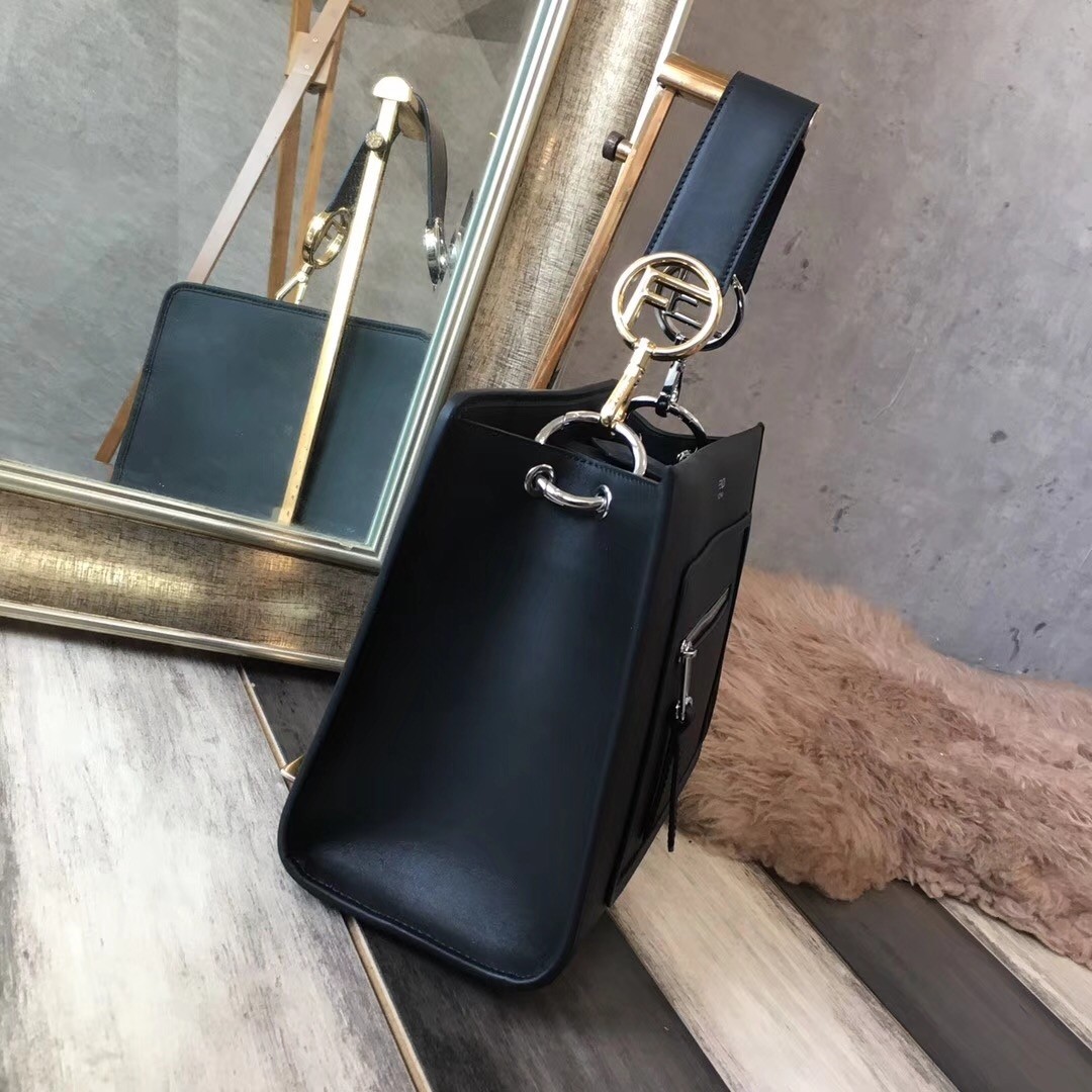 F**di small runaway bag in black calfskin leather