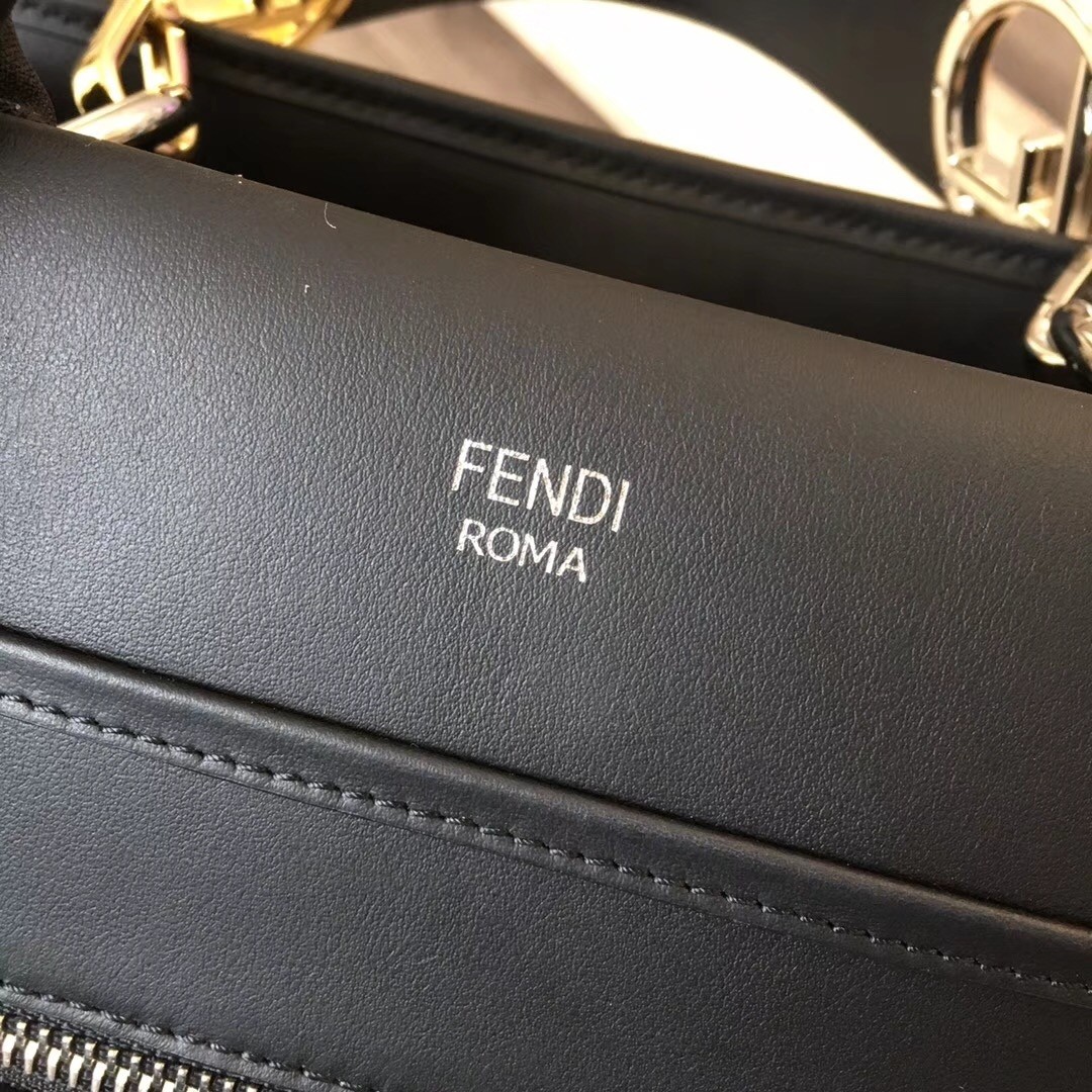 F**di small runaway bag in black calfskin leather